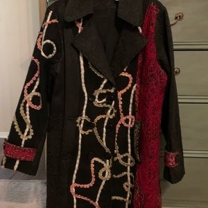 Chic Black and Red Women's Trench Coat